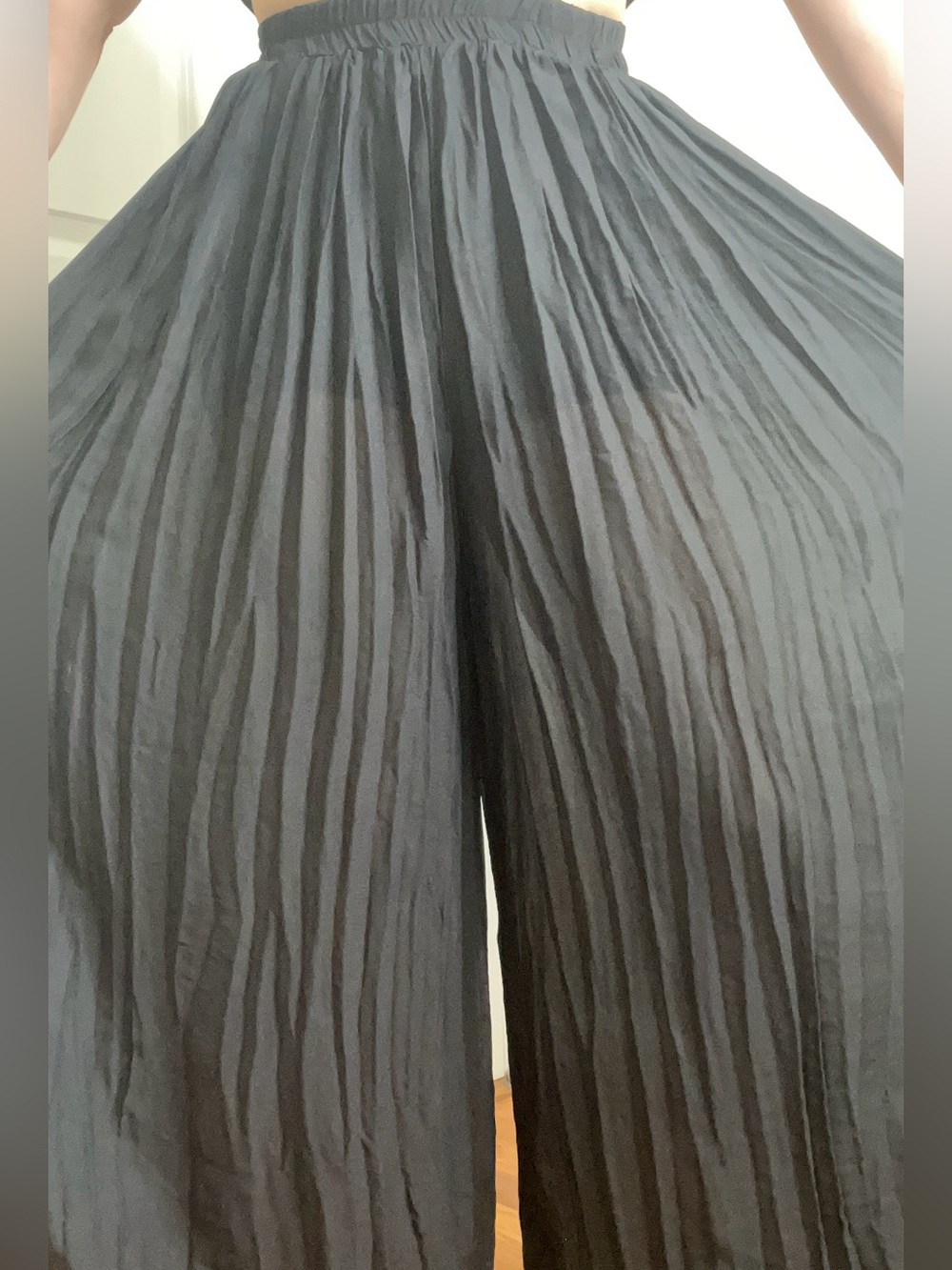 Express Wide-Leg Black Pleated Palazzo Pants - Picture 3 of 9